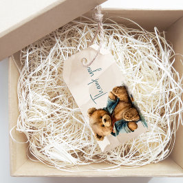 Etiqueta Para Presente Chá de fraldas de ursinho-branco doce