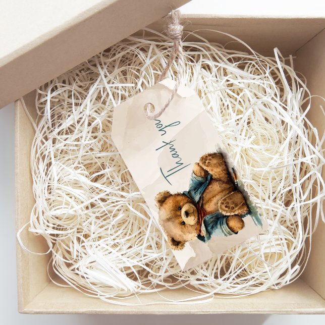 Etiqueta Para Presente Chá de fraldas de ursinho-branco doce (Bear)