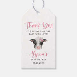 Etiqueta Para Presente Chá de fraldas de Vaca Rosa