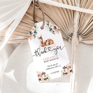 Etiqueta Para Presente Chá de fraldas De Veado De Aquarela Floral Rosa O