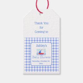 Etiqueta Para Presente Chá de fraldas de Verificação Azul da Navegação