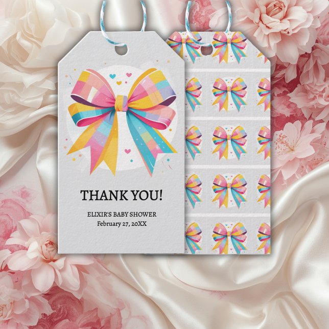 Etiqueta Para Presente Chá de fraldas do Arco Arco-Íris (Criador carregado)