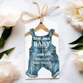 Etiqueta Para Presente Chá de fraldas do Modern Denim Blue Jean Baby Boy