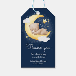 Etiqueta Para Presente Chá de fraldas do Urso da Lua do Marinho Crescente