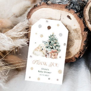 Etiqueta Para Presente Chá de fraldas Do Urso Polar Frio Fora Obrigado