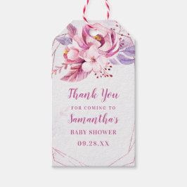 Etiqueta Para Presente Chá de fraldas Dourado de Bebê Rosa Rosa Púrpura, 