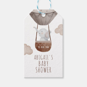 Etiqueta Para Presente Chá de fraldas Elefante de Balão de Ar Quente