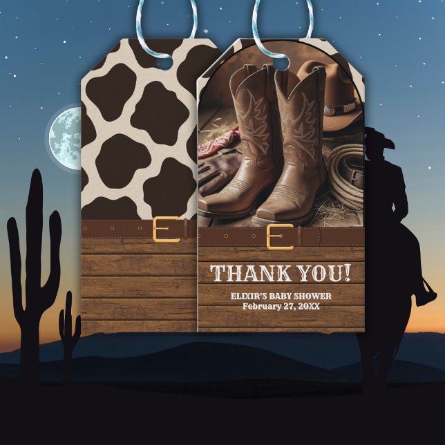 Etiqueta Para Presente Chá de fraldas Elegante Boots (Criador carregado)