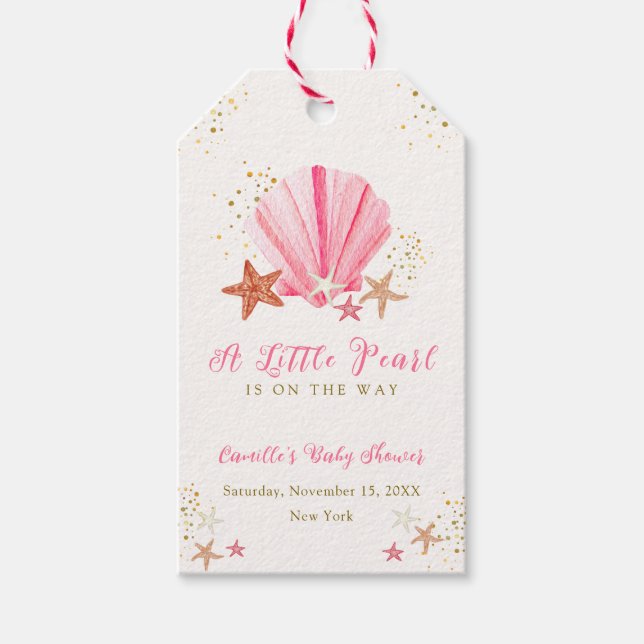 Etiqueta Para Presente Chá de fraldas Elegante Elegante Rosa Dourado (Frente)