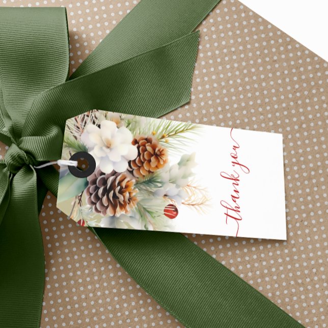Etiqueta Para Presente Chá de fraldas Evergreen Elegant Winter (Elegant Winter Evergreen Baby Shower Gift Tags)