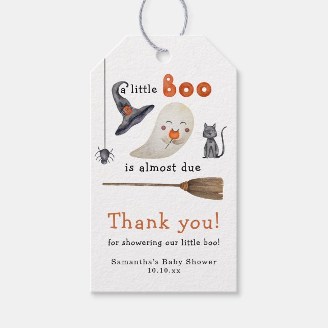 Etiqueta Para Presente Chá de fraldas Fantasma Bonito Obrigado (Frente)