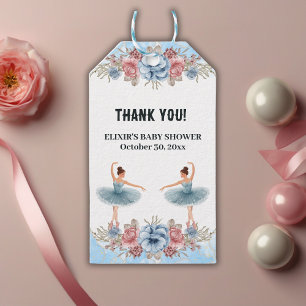 Etiqueta Para Presente Chá de fraldas Floral Ballerina, Cor Azul-Cura