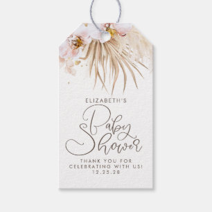 Etiqueta Para Presente Chá de fraldas Floral Boho Da Pampas Grass