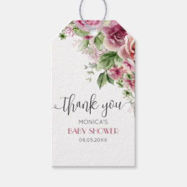 Etiqueta Para Presente Chá de fraldas Floral Cor de Água Rosa