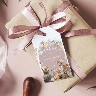 Etiqueta Para Presente Chá de fraldas floral de aquarela de madeira