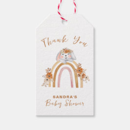 Etiqueta Para Presente Chá de fraldas Floral Minimalista Boho Bunny Rainb