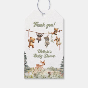 Etiqueta Para Presente Chá de fraldas Florestal de Clothesline Animais da