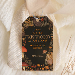 Etiqueta Para Presente Chá de fraldas Florestal de Paviaria de Cogumelo