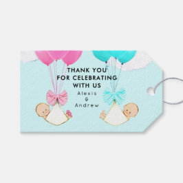 Etiqueta Para Presente Chá de fraldas Gêmeos Obrigado