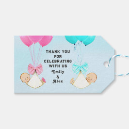 Etiqueta Para Presente Chá de fraldas Gêmeos Obrigado