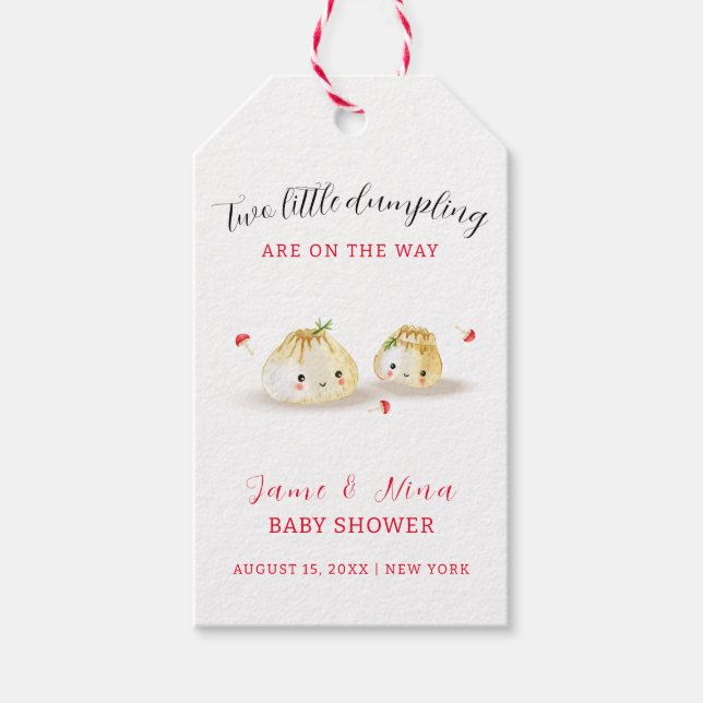 Etiqueta Para Presente Chá de fraldas Geminado de Cogumelo Bonito (Frente)