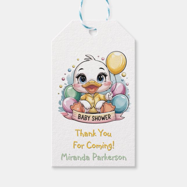 Etiqueta Para Presente Chá de fraldas Joyful Duckets Obrigado (Frente)