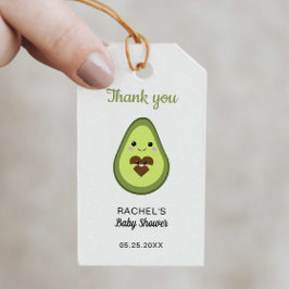 Etiqueta Para Presente Chá de fraldas Kawaii Avocado Obrigado Minimalista