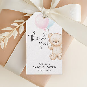 Etiqueta Para Presente Chá de fraldas Minimalista Do Urso De Teddy Obriga