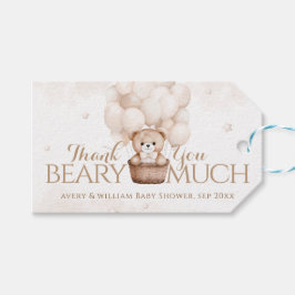Etiqueta Para Presente Chá de fraldas Neutro do Balão do Urso de Teddy