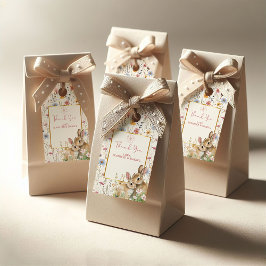Etiqueta Para Presente Chá de fraldas Neutro Floral Encantador Twin Bunny