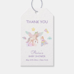 Etiqueta Para Presente Chá de fraldas Pastel Princesa Unicorn Obrigado