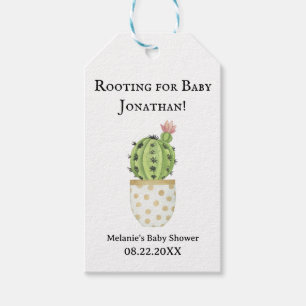 Etiqueta Para Presente Chá de fraldas personalizado do Cactus "Raiz para 