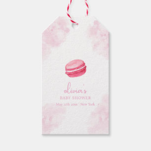 Etiqueta Para Presente Chá de fraldas Pink Watercolor Bonjour Bébé Macaro