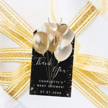 Chá de fraldas  preto - balão de ouro - obrigado