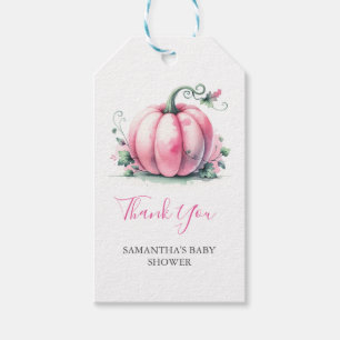 Etiqueta Para Presente Chá de fraldas Pumpkin Rosa Favorecida Tags Modelo