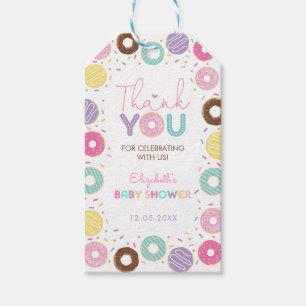 Etiqueta Para Presente Chá de fraldas Rainbow Rosquinha Dobra Obrigado