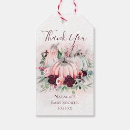 Etiqueta Para Presente Chá de fraldas Rosa de Abóbora Obrigado