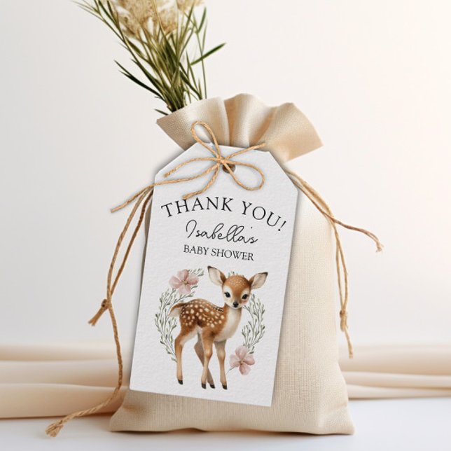 Etiqueta Para Presente Chá de fraldas Rustic Greenerescer Woodland Obriga (Rustic Greenery Woodland Baby Shower Thank You Gift Tags)