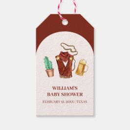 Etiqueta Para Presente Chá de fraldas Rustic Rodeo Cowboy Cactus Beer Arc