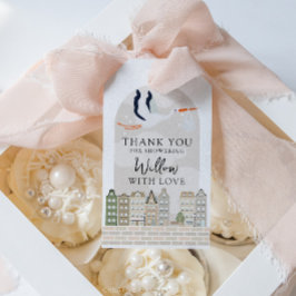 Etiqueta Para Presente Chá de fraldas Stork Boho Sprinkle Obrigado