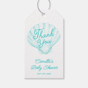 Etiqueta Para Presente Chá de fraldas Teal Summer Beach Obrigado
