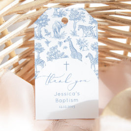 Etiqueta Para Presente Chá de fraldas Toile de Jouy Safari Baptism Obriga