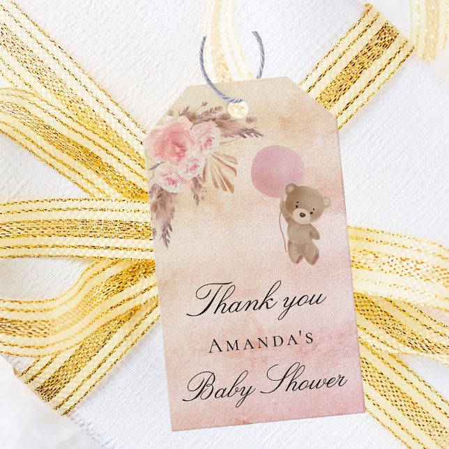 Etiqueta Para Presente Chá de fraldas ursinho pampas pampas obrigado (Criador carregado)