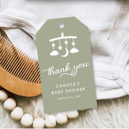 Etiqueta Para Presente Chá de fraldas Verde Sage Moderno Minimalista