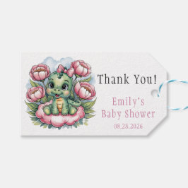 Etiqueta Para Presente Chá de fraldas Whimsic Dino Delight Obrigado