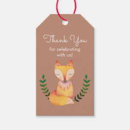 Etiqueta Para Presente Chá de fraldas Woodland Fox Obrigado A Tags Favorá