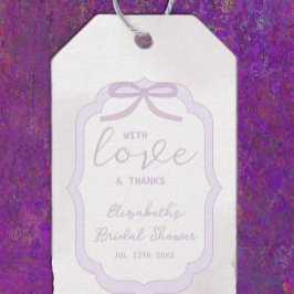 Etiqueta Para Presente Chá de Noiva Aquarela com Laço Roxo
