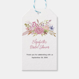 Etiqueta Para Presente Chá de Noiva Botânico Aquarela Floral Rosa
