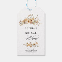 Etiqueta Para Presente Chá de Noiva com Flores Silvestres Bege