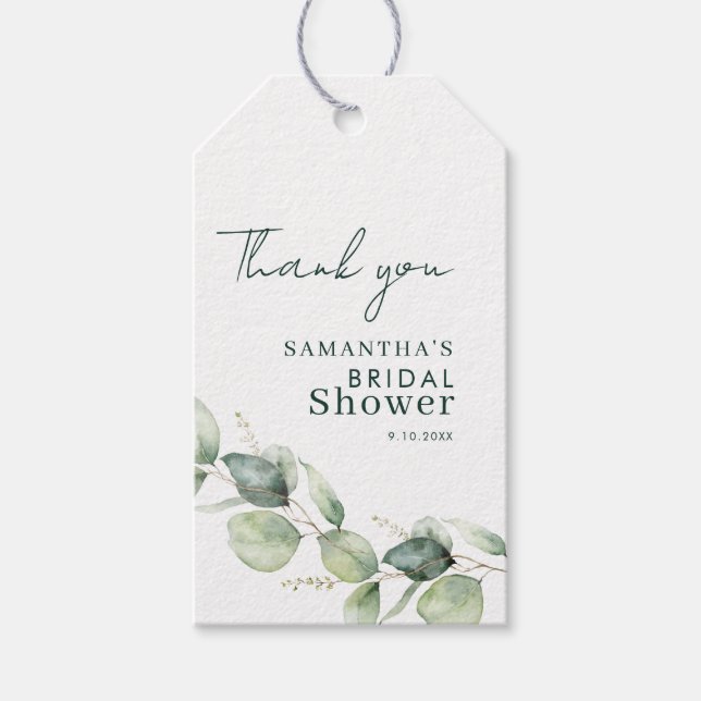 Etiqueta Para Presente Chá de Noiva com Fonte de Eucalipto (Frente)